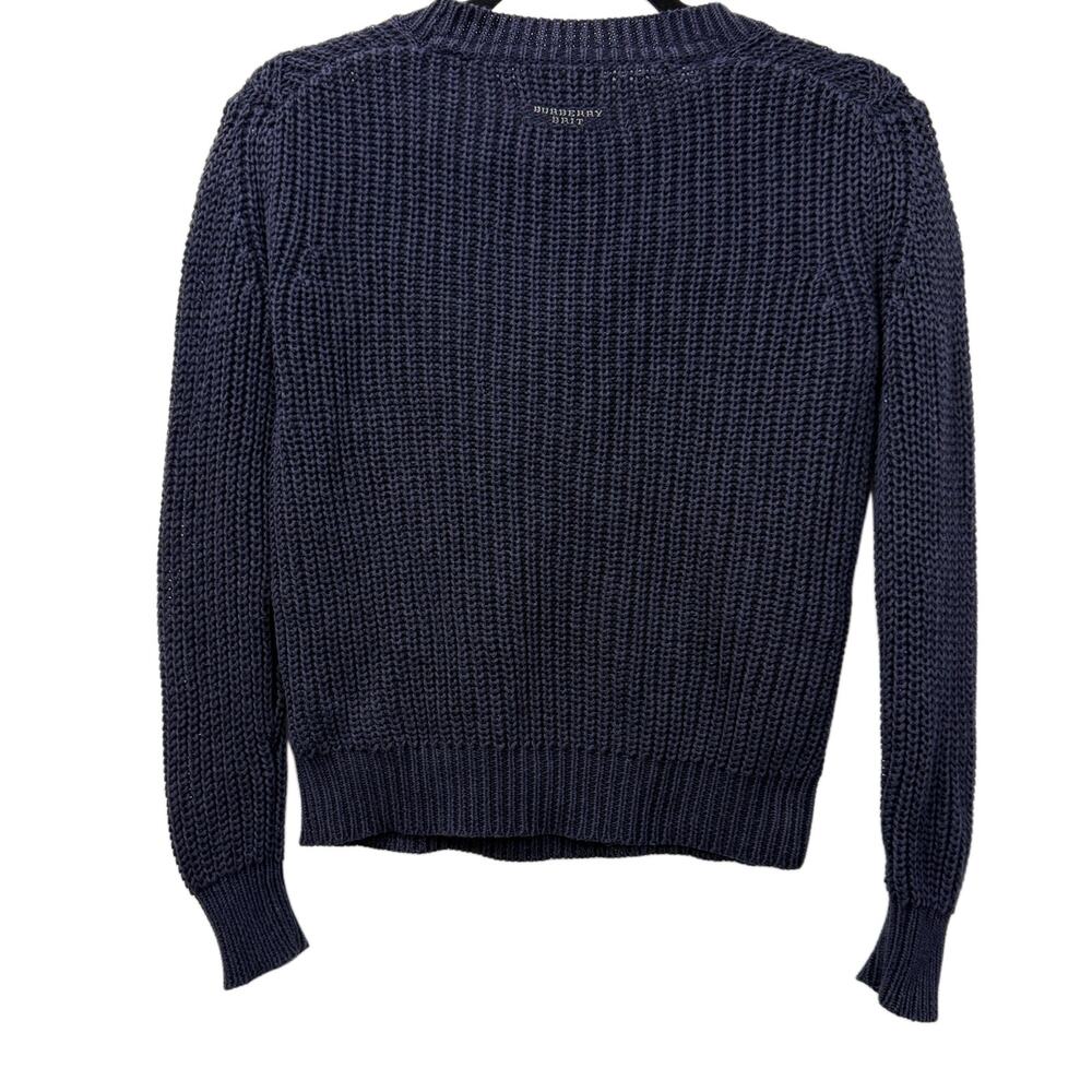 Burberry Brit Navy Chunky Knit Sweater Size XS Textured Ribbon Detail - Picture 2 of 4